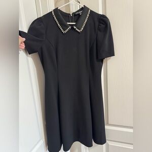 Karl Lagerfeld Black Mini Dress with Embellished Collar
